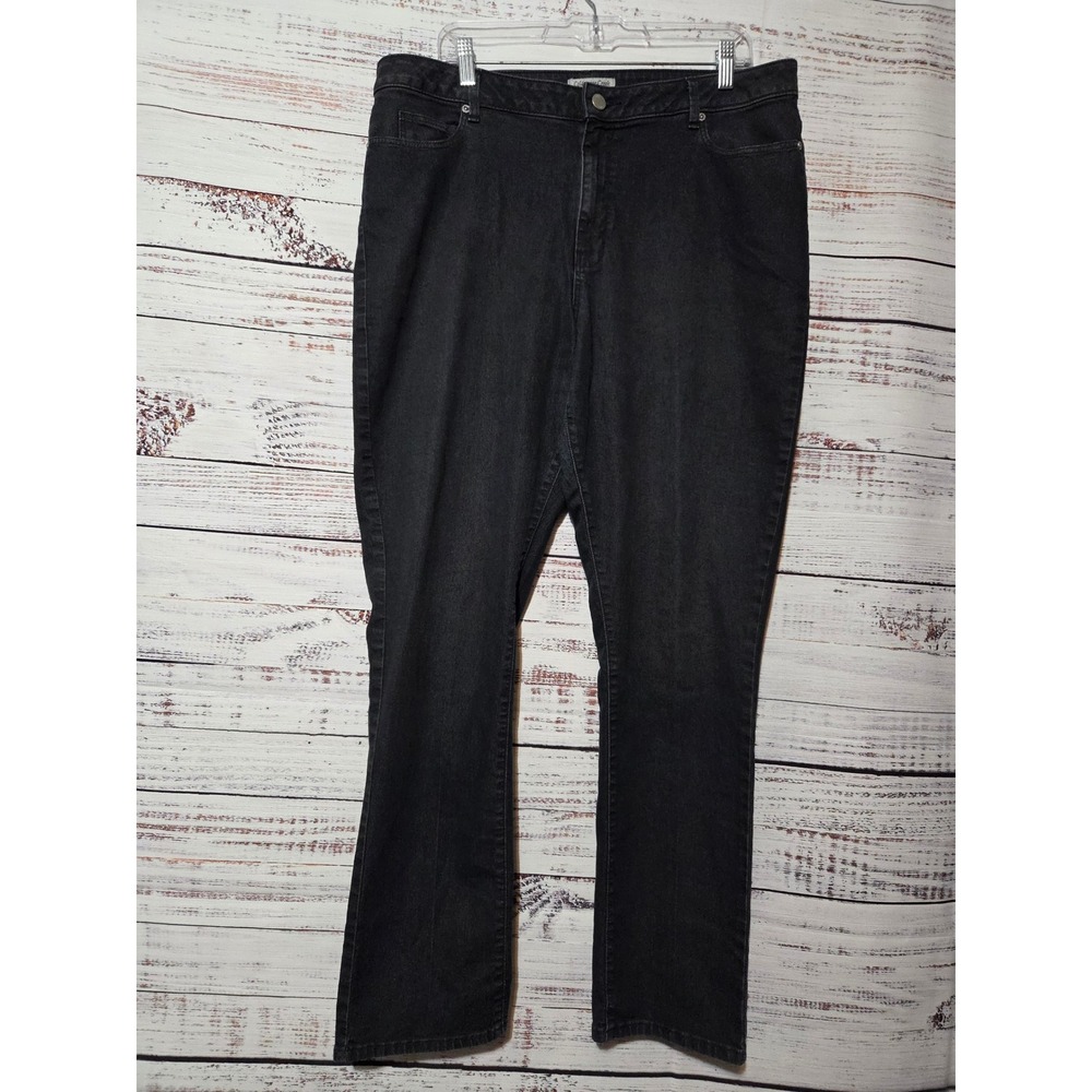 Coldwater Creek Natural Fit Black Straight Leg Jeans Womens 16 High Rise Stretch